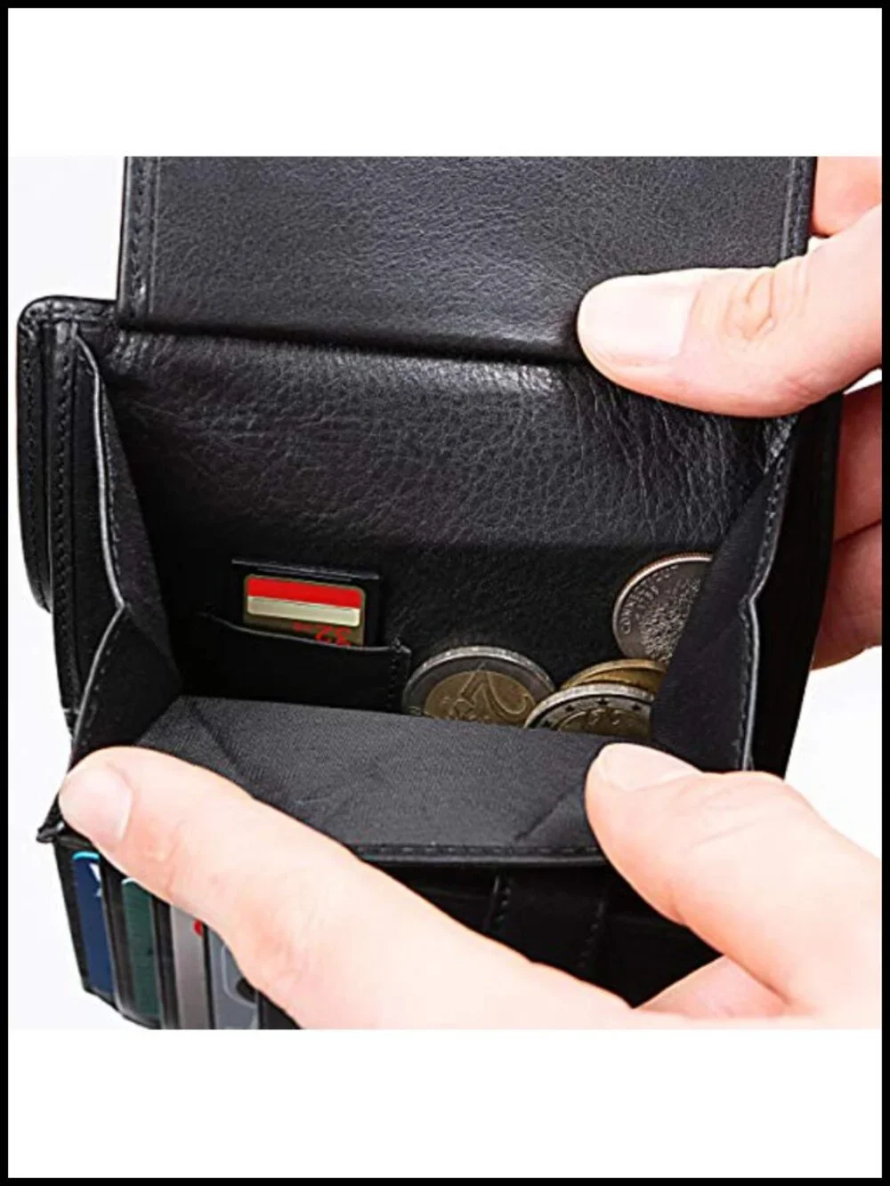 Men's Full Grain Leather Bifold RFID Wallet with Coin and Zip Pockets